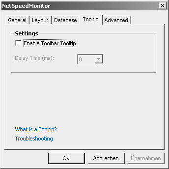 NetSpeedMonitor DSL Speed Anzeige Konfiguration Tooltip
